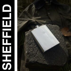 Vintage Sheffield England Pewter Hip Flask – Captive Thumb Rest Ergonomic Design